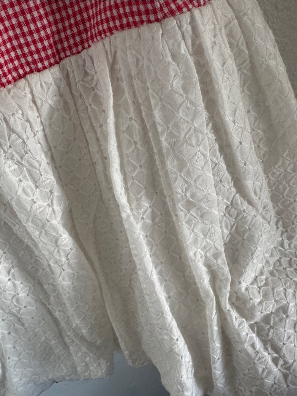 Lush Red Gingham Bodice with White Lace Skirt Dress - Picture 4 of 7